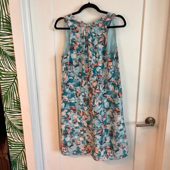 Rebecca Taylor Poolside Blue Aloha Drawstring Abstract Silk Mini Dress Size 4 - Picture 4 of 10